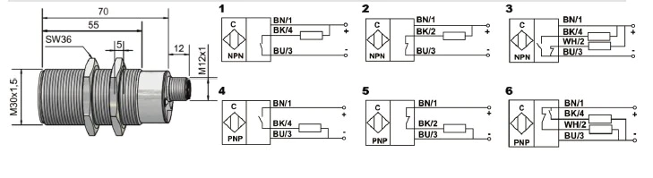 瑞奇能 KAS-80-A14-A-K-PTFE-Y5-HC 产品编码：KA9672 电容式接近开关-尺寸图