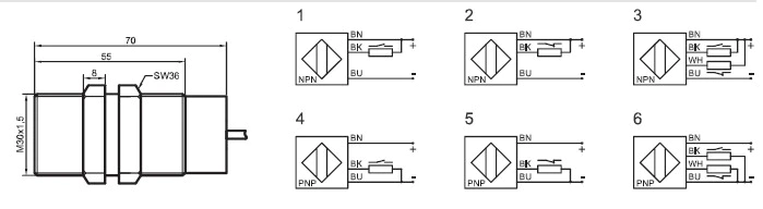 瑞奇能 KAS-80-A14-A-K-PTFE 产品编码：805620 电容式接近开关-尺寸图