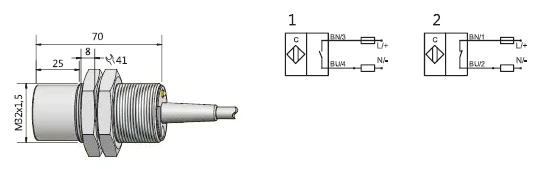 瑞奇能 KAS-90-32-S-M32 产品编码：902400 电容式接近开关-尺寸图