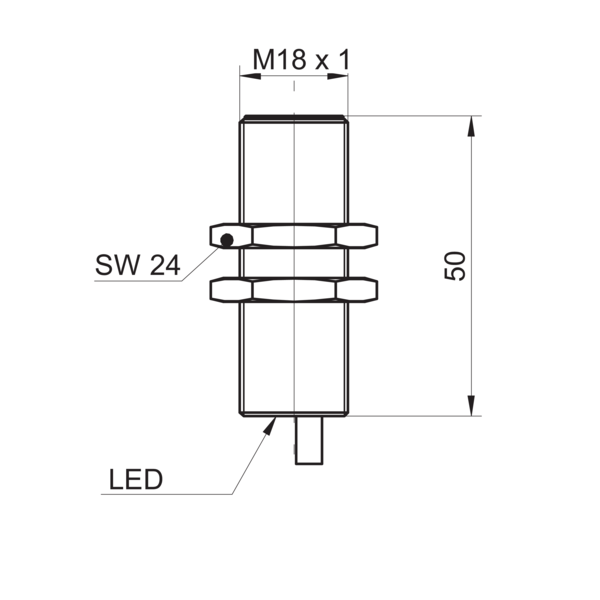 Baumer堡盟 IR18.P12S-F50.PO1Z.7BCV 订购代码：11149142 电感式接近开关-尺寸图
