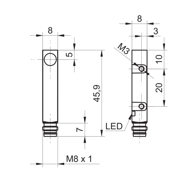 Baumer堡盟 IFFM 08P37A1/O1S35L 订购代码：10158112 电感式接近开关-尺寸图