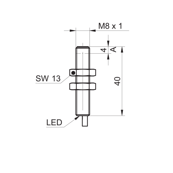 Baumer堡盟 IR08.P03S-F40.NC1Z.7SCV 订购代码：11148764 电感式接近开关-尺寸图