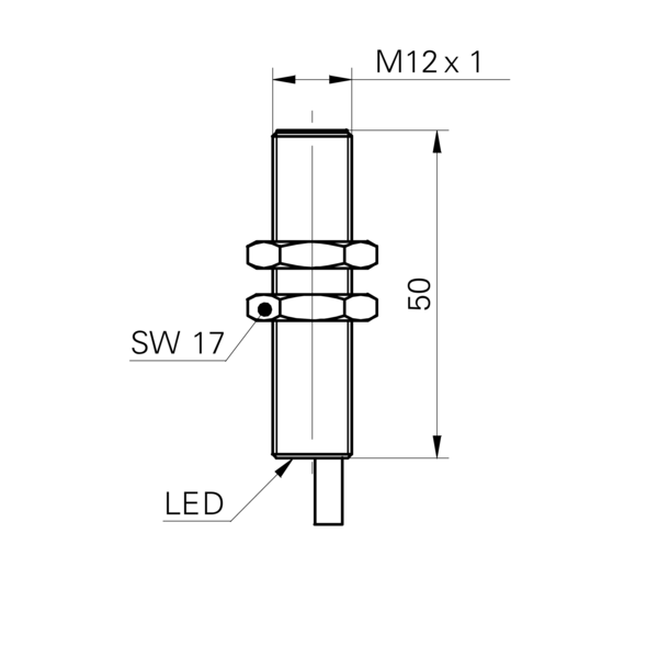 Baumer堡盟 IFRM 12N1704/L 订购代码：10160258 电感式接近开关-尺寸图