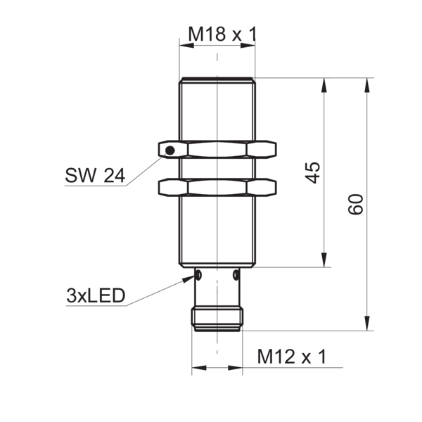 Baumer堡盟 IFRM 18P17A3/S14L 订购代码：11078655 电感式接近开关-尺寸图