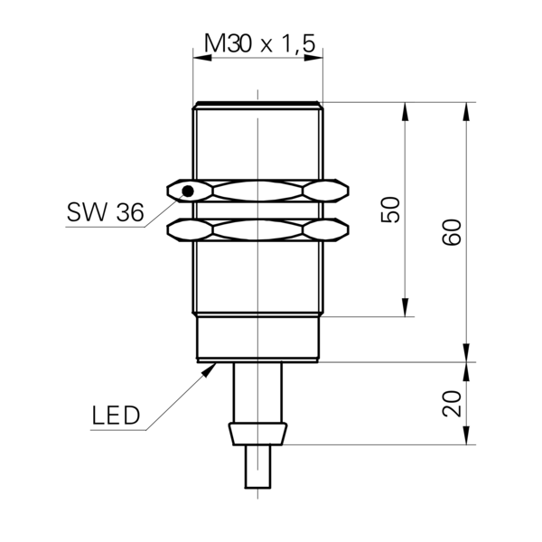 Baumer堡盟 IFRM 30P3601/L 订购代码：10123252 电感式接近开关-尺寸图