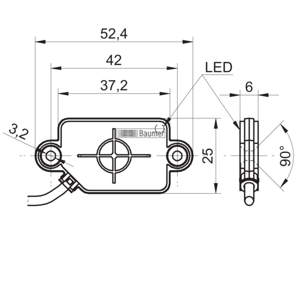 Baumer堡盟 CFDK 25G1155/LN2 订购代码：11050686 电容式接近开关-尺寸图
