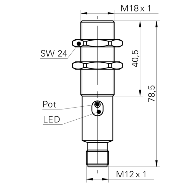 Baumer堡盟 CFAM 18N3600/S14 订购代码：10119695 电容式接近开关-尺寸图
