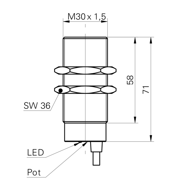 Baumer堡盟 CFAM 30P1600 订购代码：10119341 电容式接近开关-尺寸图