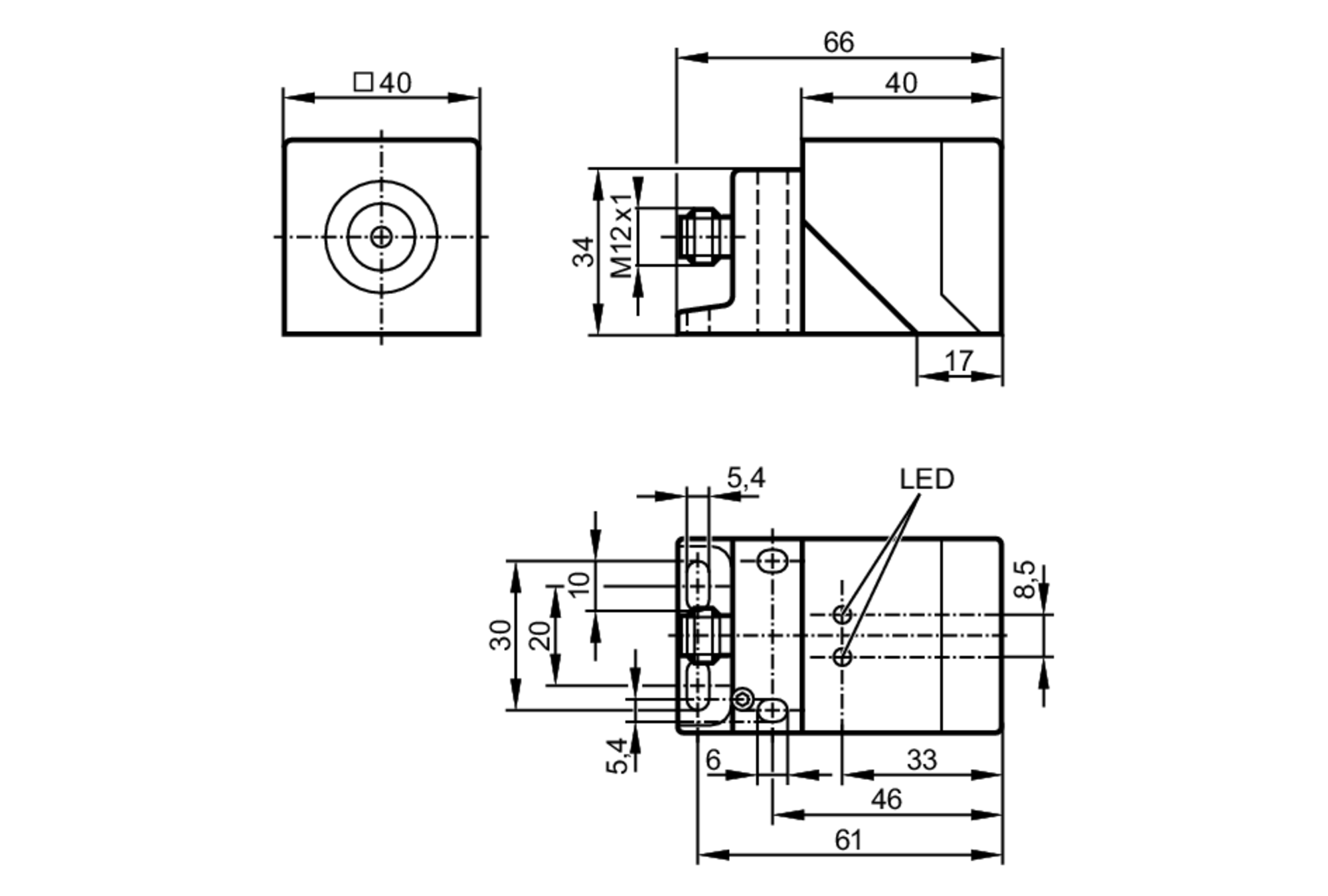 易福门电感式安全接近开关 GM701S 订货号：GIMC-4030-US/2OSSD-尺寸图