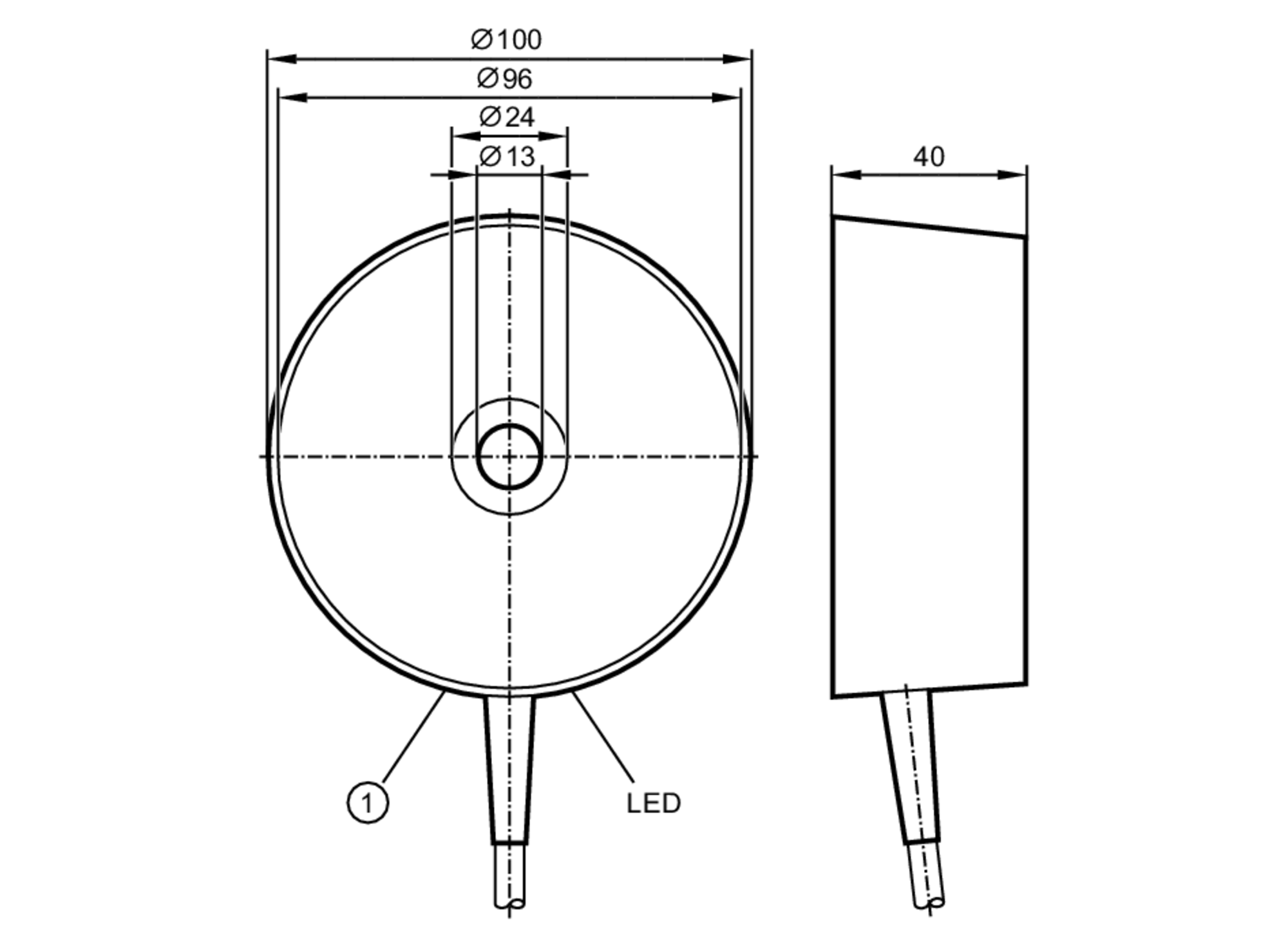 易福门电感式接近开关 I15005 订货号：SIT-4070-CPKG/2M-尺寸图