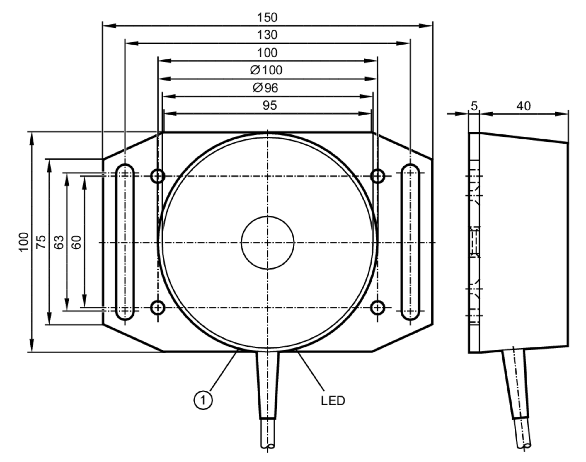 易福门电感式接近开关 I17003 订货号：SIT-3070-BPKG/A-PLATE-尺寸图