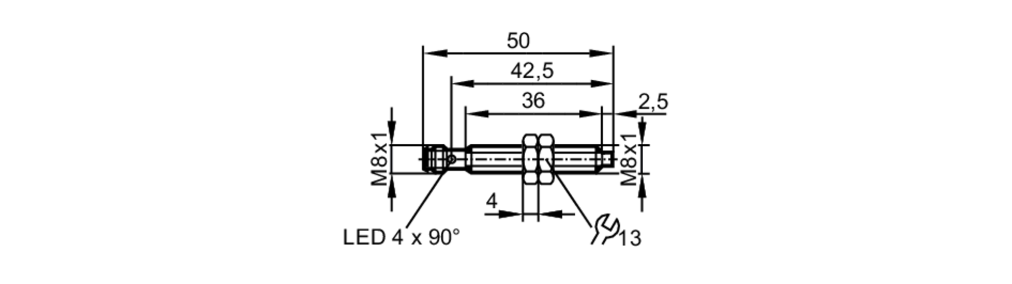易福门电感式接近开关 IE5292 订货号：IEB32,5-BPKG/V4A/AS-尺寸图