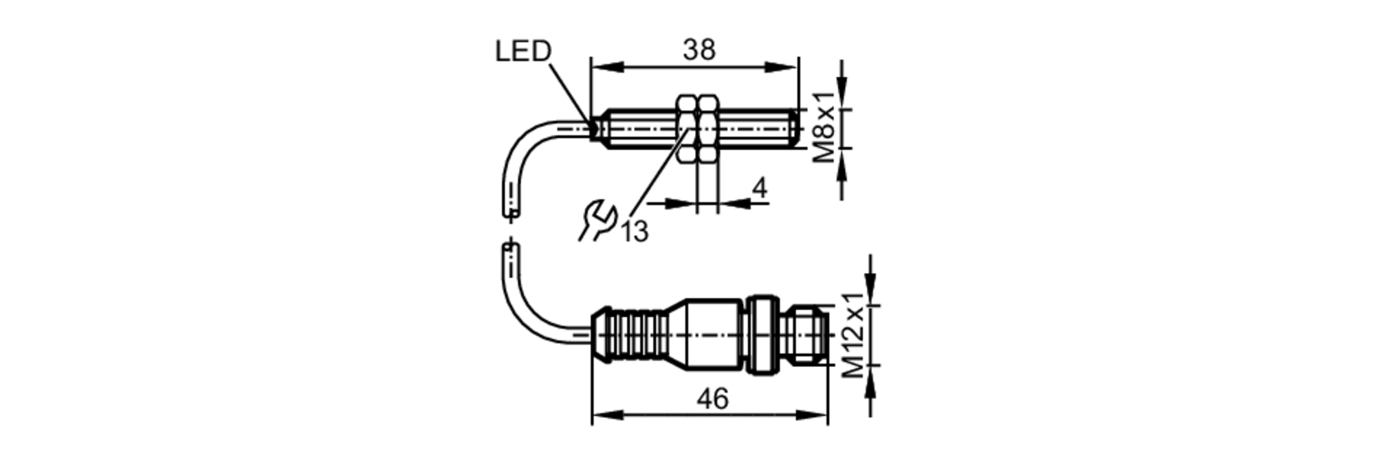 易福门电感式接近开关 IE5324 订货号：IEB3002BBPKG/0,8M/FH/US100DPS-尺寸图