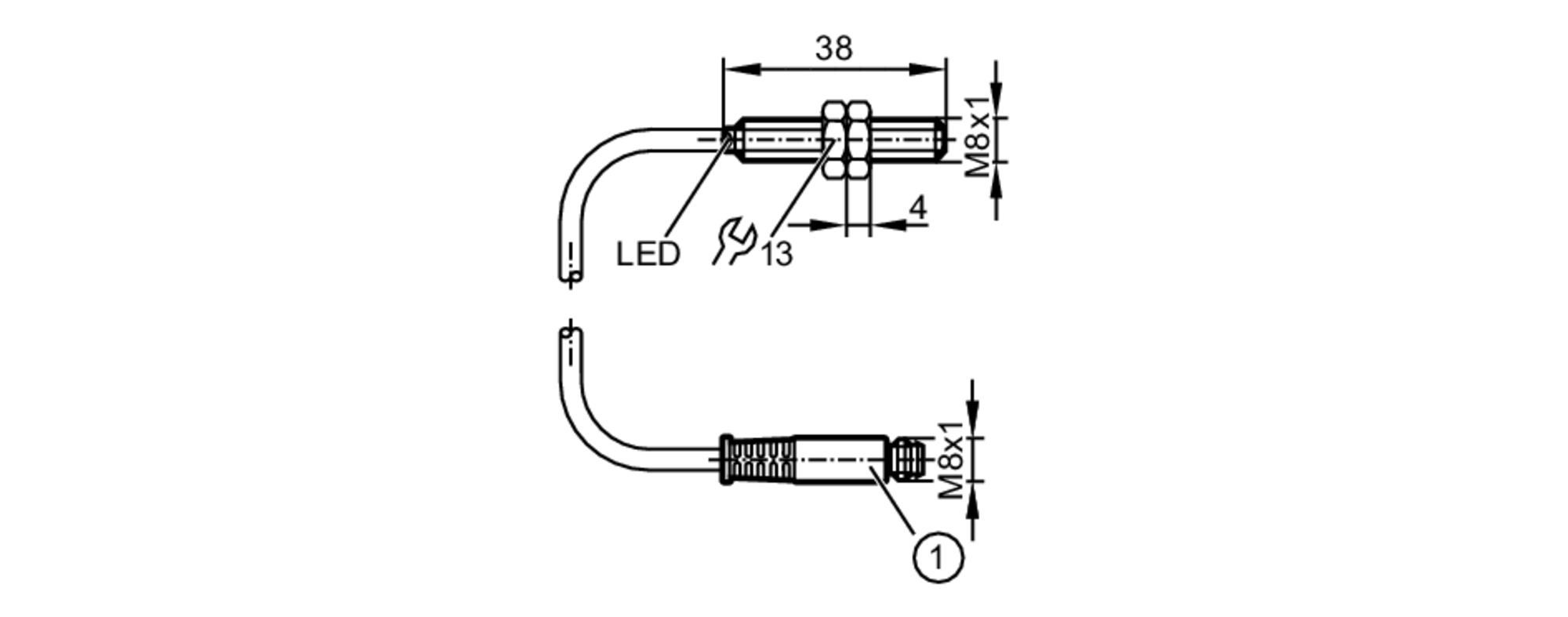 易福门电感式接近开关 IE5336 订货号：IEB3002BBPKG/0,185M/PH/AS610-尺寸图