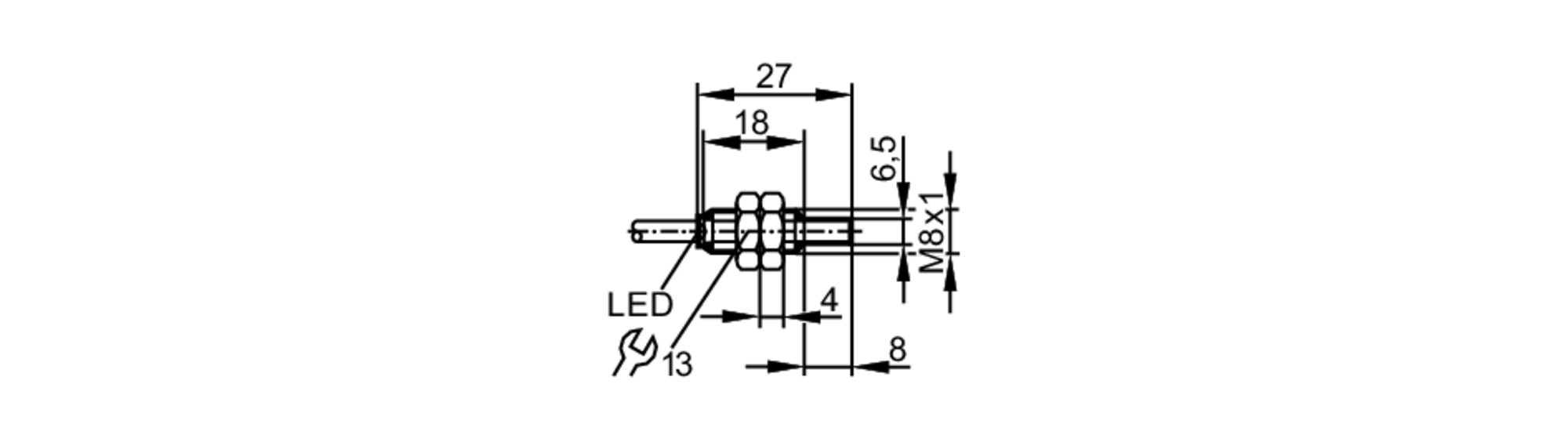 易福门电感式接近开关 IE5369 订货号：IEB3004-BPKG/V4A/2M-尺寸图