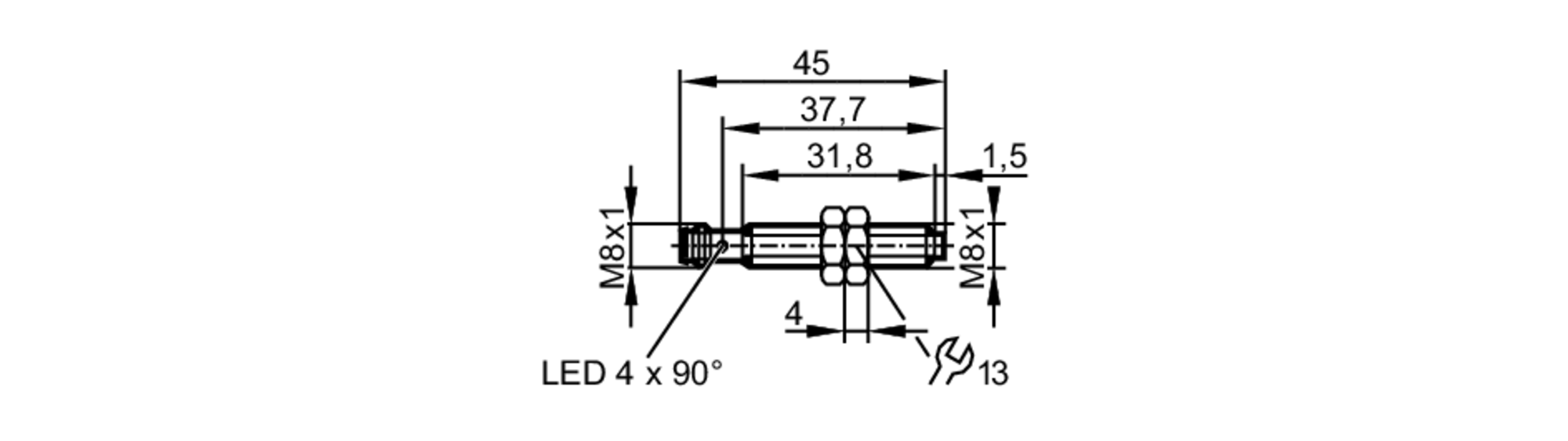 易福门电感式接近开关 IEC211 订货号：IEB3003QBPKG/AM/P/AS-尺寸图