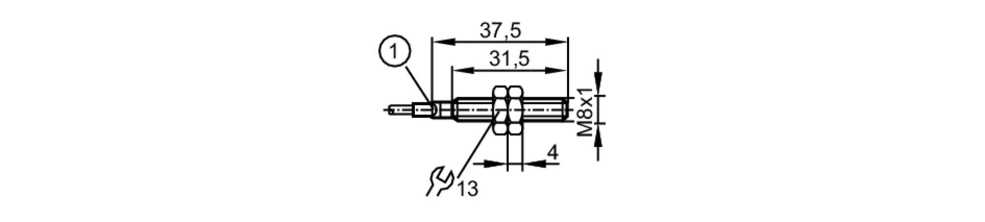 易福门电感式接近开关 IES214 订货号：IEB3003BBPKG/V4A/K1/0,3M/US-尺寸图