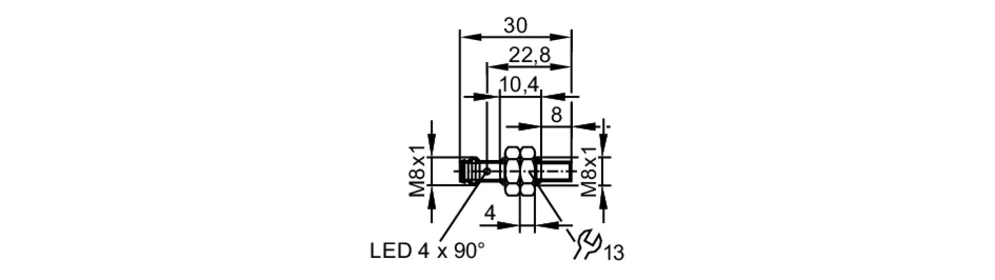 易福门电感式接近开关 IES224 订货号：IEB2006-ARKG/V4A/AS-尺寸图