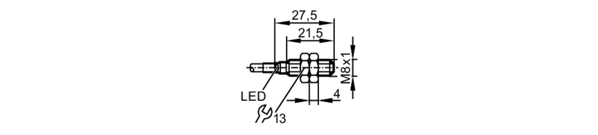 易福门电感式接近开关 IES238 订货号：IEB3003BBPKG/V4A/2M/PUR-尺寸图