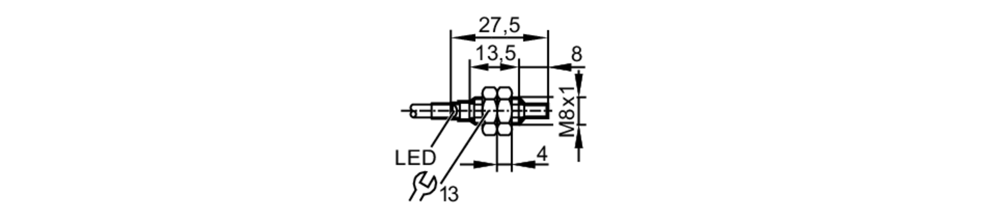 易福门电感式接近开关 IES239 订货号：IEB3006-BPKG/V4A/2M/PUR-尺寸图