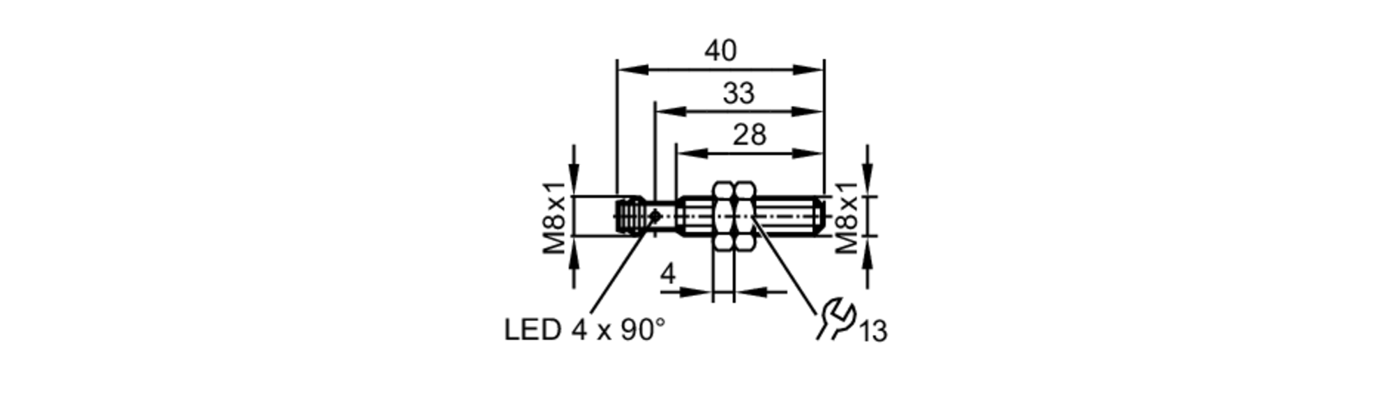 易福门电感式接近开关 IEW200 订货号：IEB3003BBPKG/V4A/SC/K1/AS-尺寸图