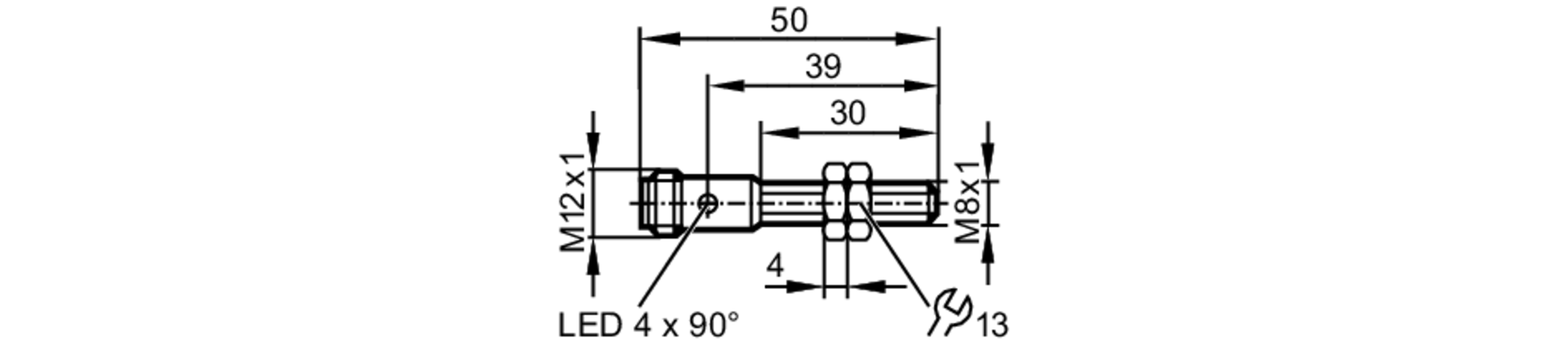 易福门电感式接近开关 IEW205 订货号：IEB3003BBPKG/K1/SC/US-104-尺寸图