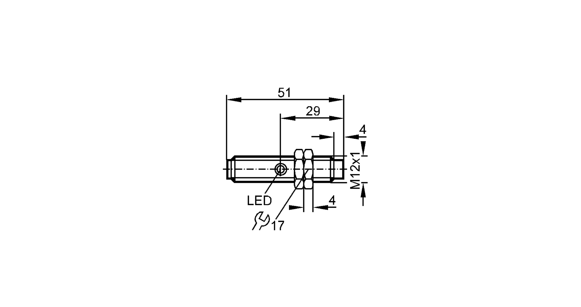 易福门电感式接近开关 IF5793 订货号：IFB2004-ARKG/UP/US-100-IRS  RT-尺寸图
