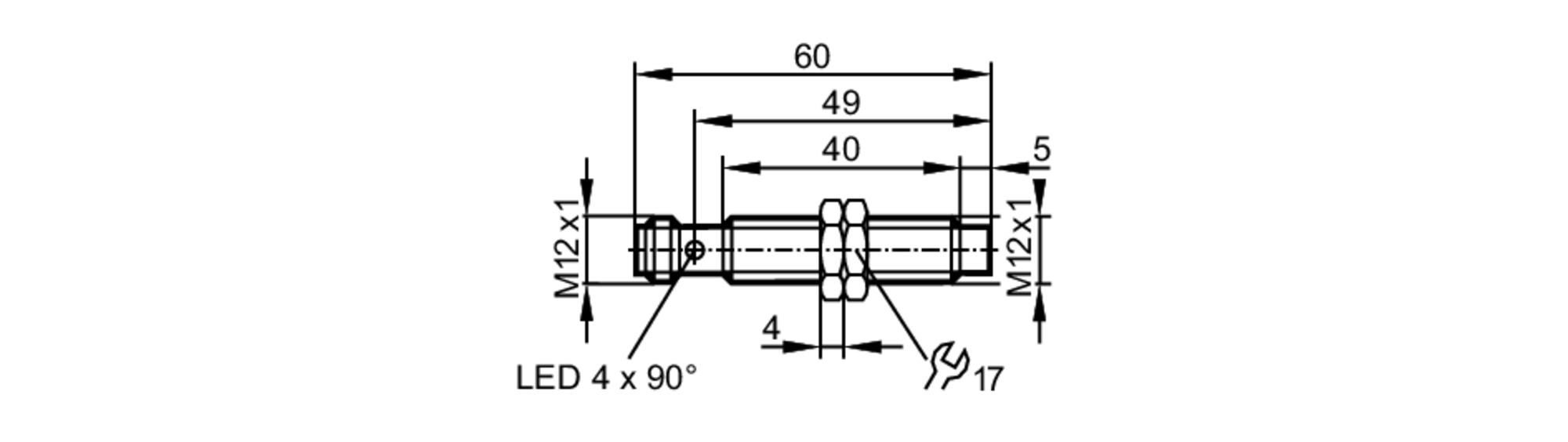 易福门电感式接近开关 IF5905 订货号：IFK3007-BPKG/US-104-尺寸图