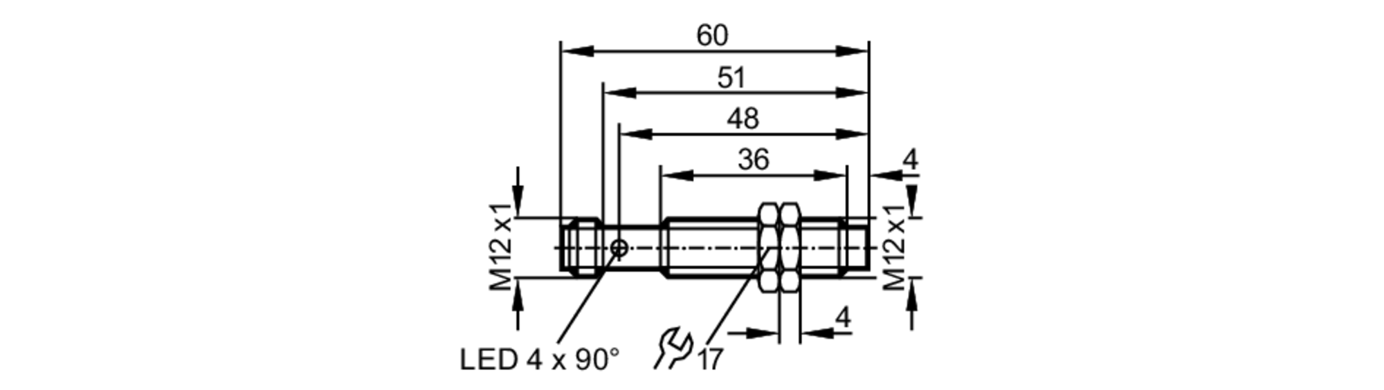 易福门电感式接近开关 IF5939 订货号：IFK3007-ANKG/US-104-DNS-尺寸图