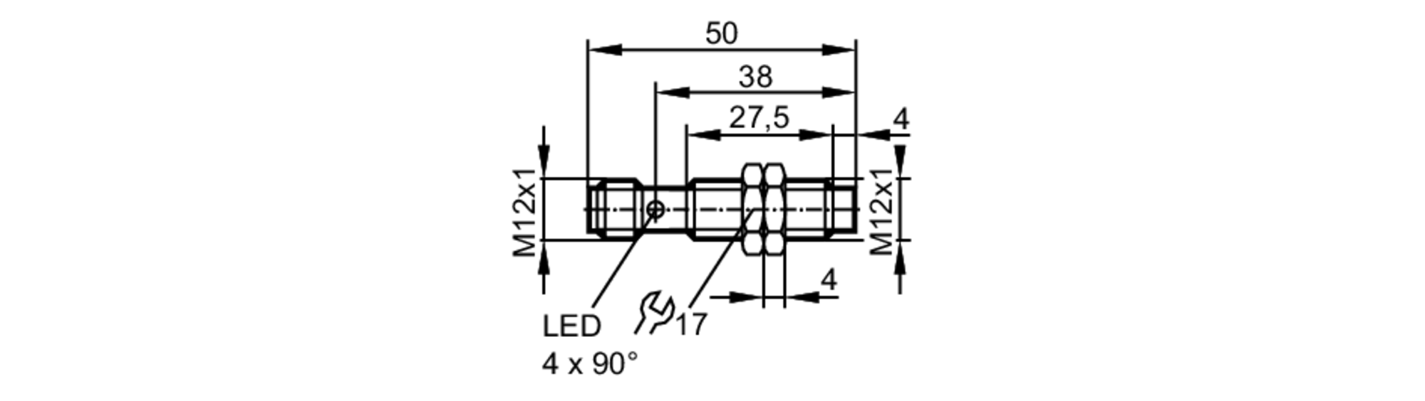 易福门电感式接近开关 IF6033 订货号：IFB3004-BPKG/US/PULLDOWN 2KOHM-尺寸图
