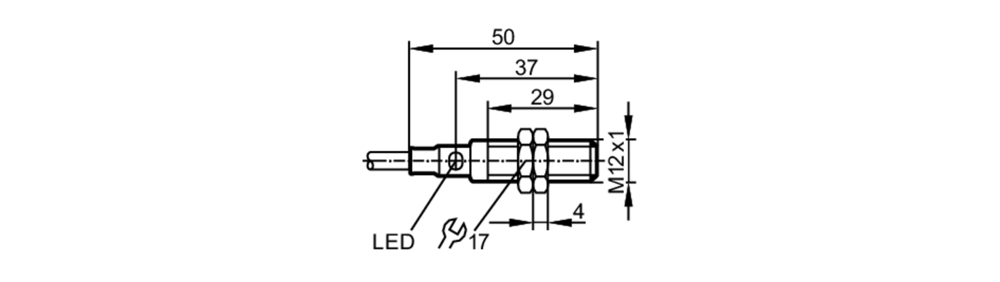 易福门电感式接近开关 IFT206 订货号：IFB3004BBPKG/M/V4A/6M/WH-尺寸图