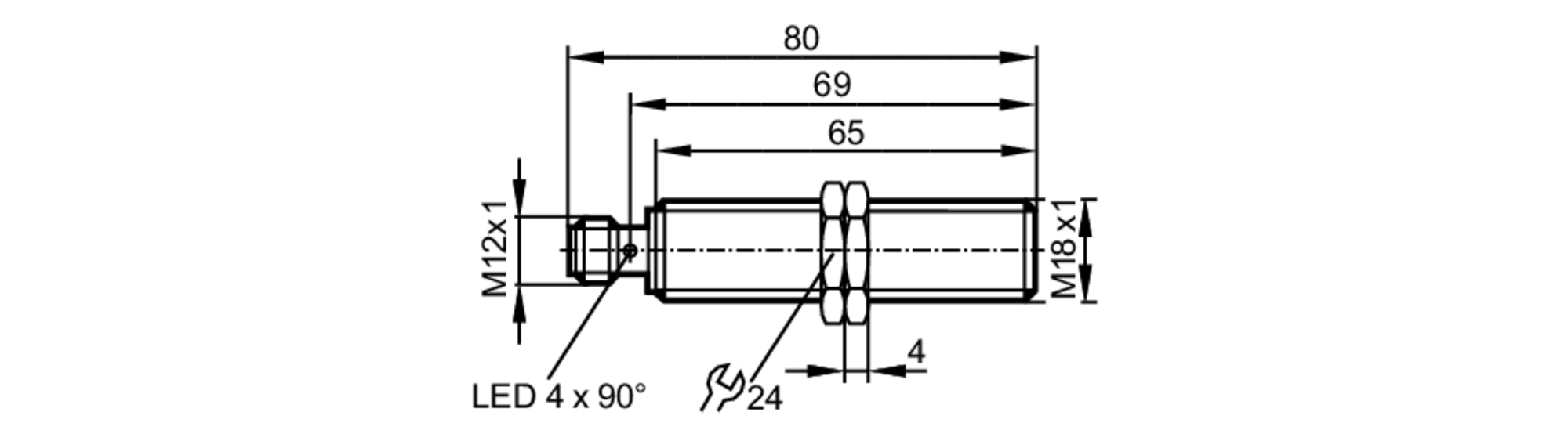 易福门电感式接近开关 IG5555 订货号：IGA3005-APKG/US-104-尺寸图
