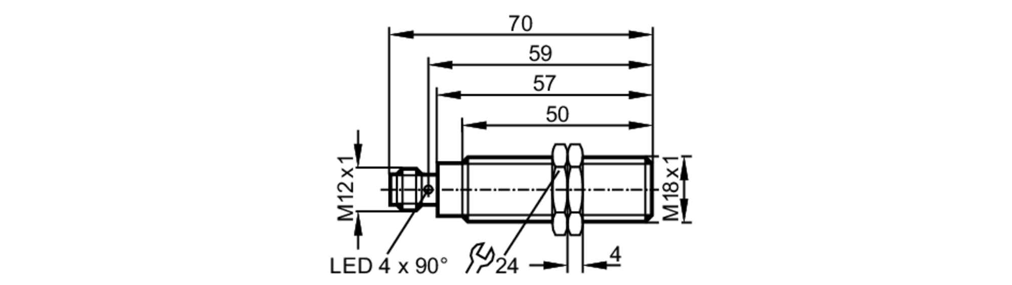 易福门电感式接近开关 IG5595 订货号：IGA2005-FRKG/US-尺寸图