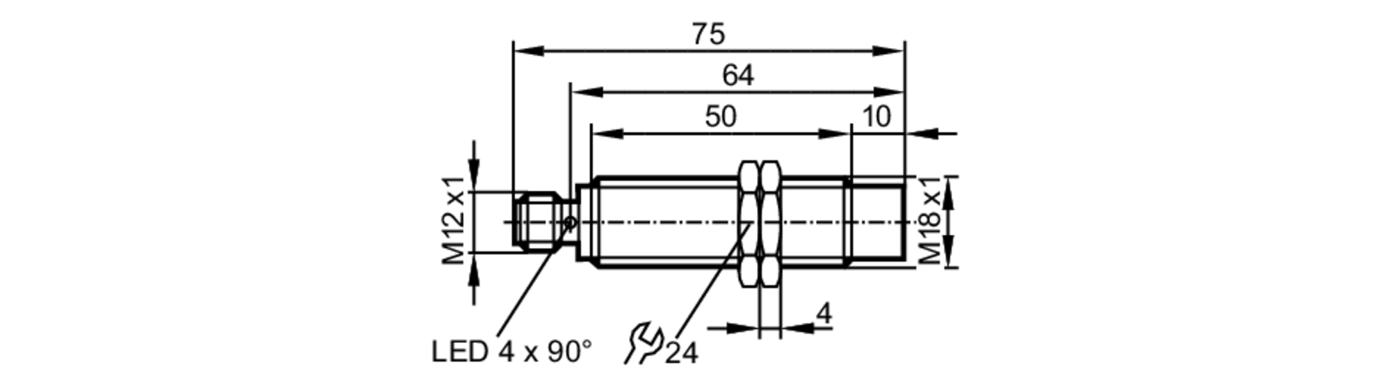 易福门电感式接近开关 IG5602 订货号：IGA3008-BPKG/V4A/US-104-尺寸图