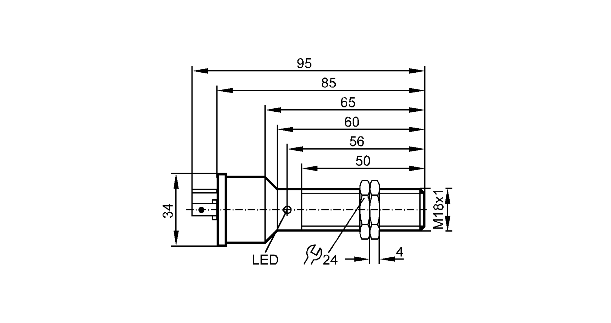 易福门电感式接近开关 IG5910 订货号：IGA3008BFPKG/SS-000-K/400mA-尺寸图