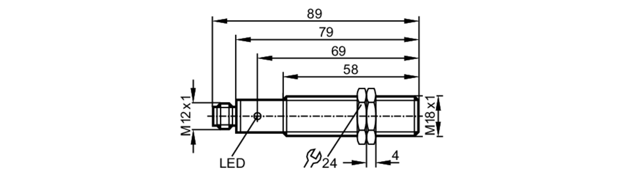 易福门电感式接近开关 IG6062 订货号：IGA2005-FRKG/US-100-IRF-尺寸图