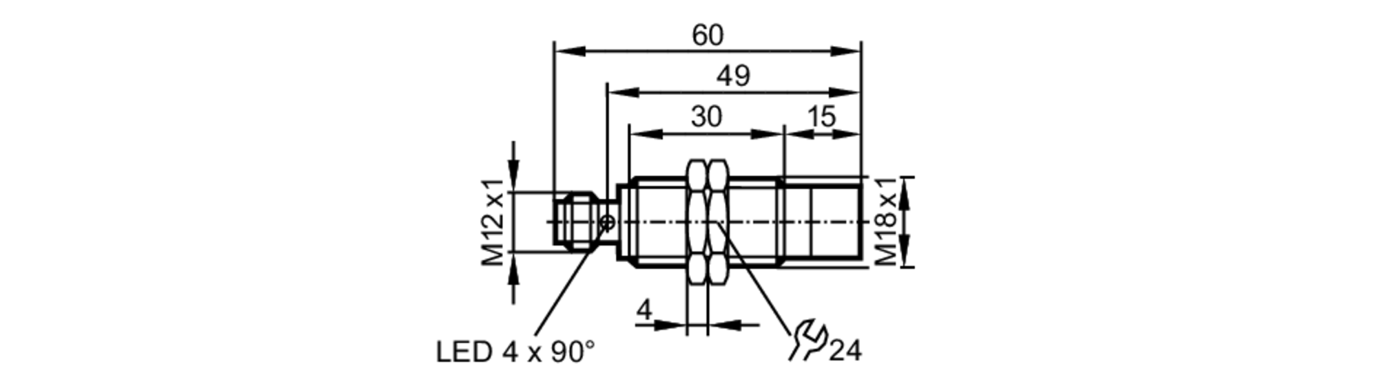 易福门电感式接近开关 IGS292 订货号：IGK3015-BPKG/K1/V4A/US-104-尺寸图