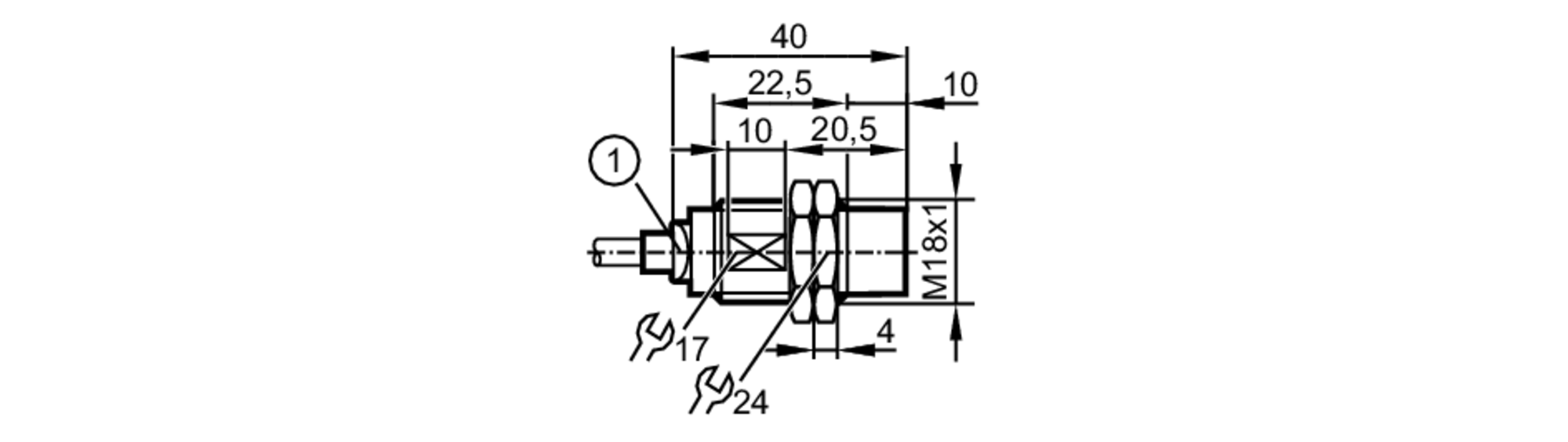 易福门电感式接近开关 IGS725 订货号：IGB3012-APKG/10M/PUR-尺寸图
