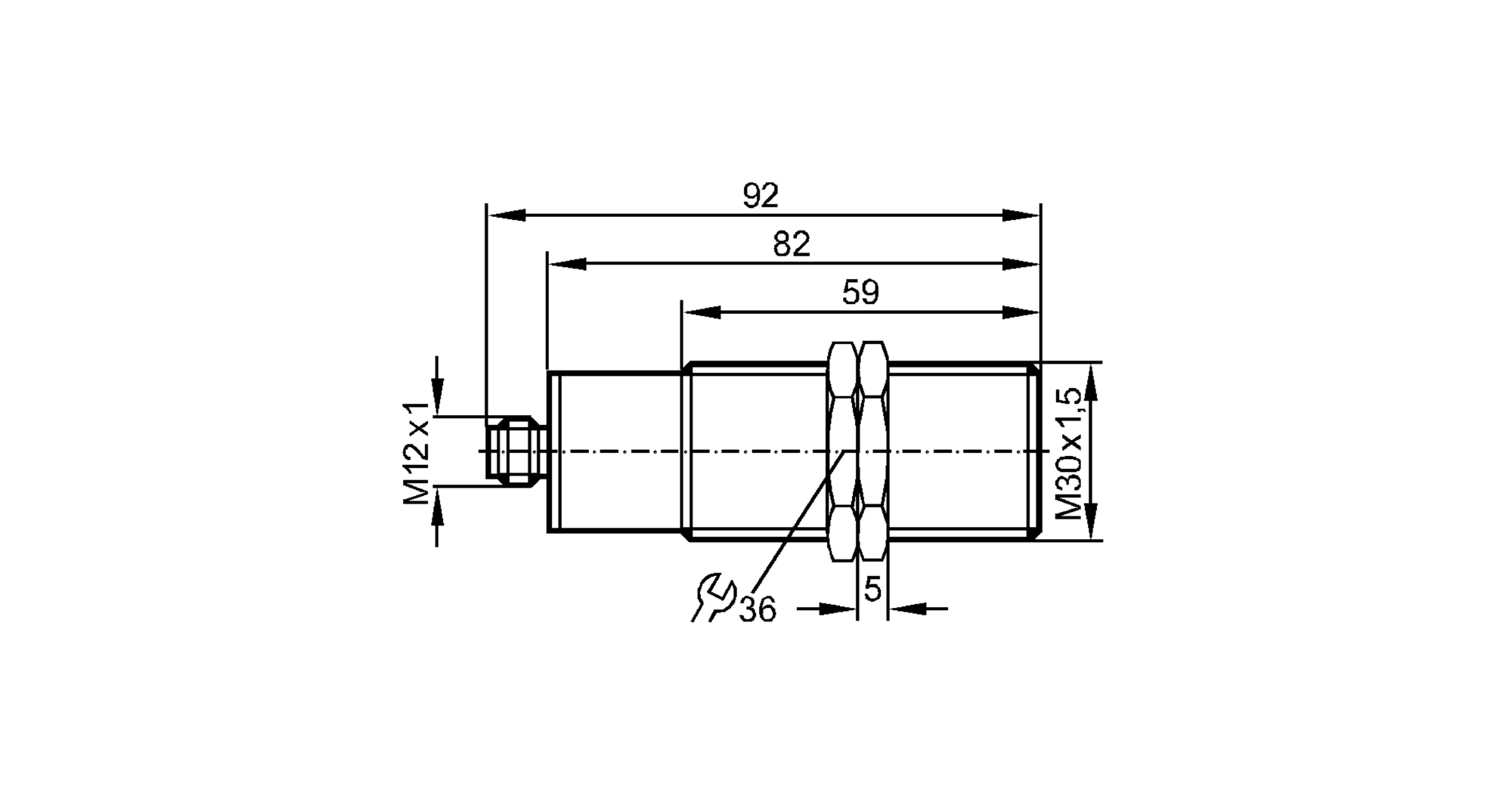 易福门电感式接近开关 II5863 订货号：IIA3010ZBPKG/V4A/US-100-DPS/AU-尺寸图