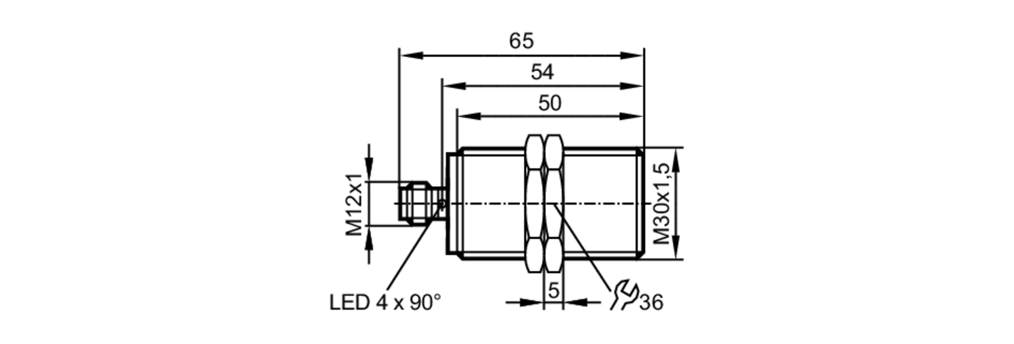 易福门电感式接近开关 IIC226 订货号：IIK3010-ANKG/AM/US-104-DNS-尺寸图
