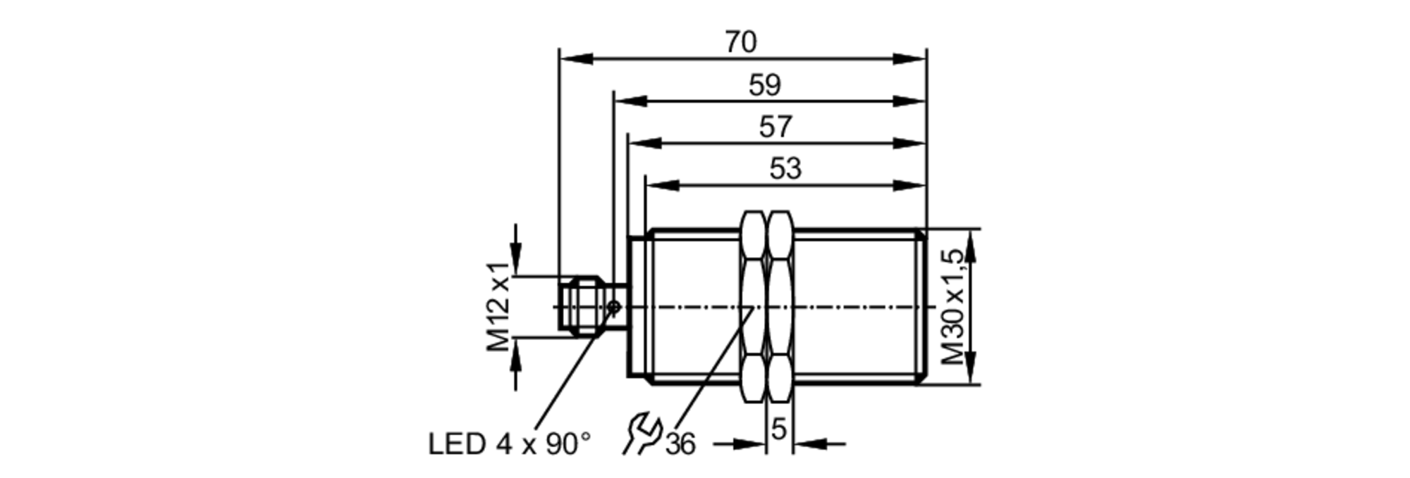 易福门电感式接近开关 IIT225 订货号：IIKC010-ASKG/M/V4A/US-104-DRS-尺寸图