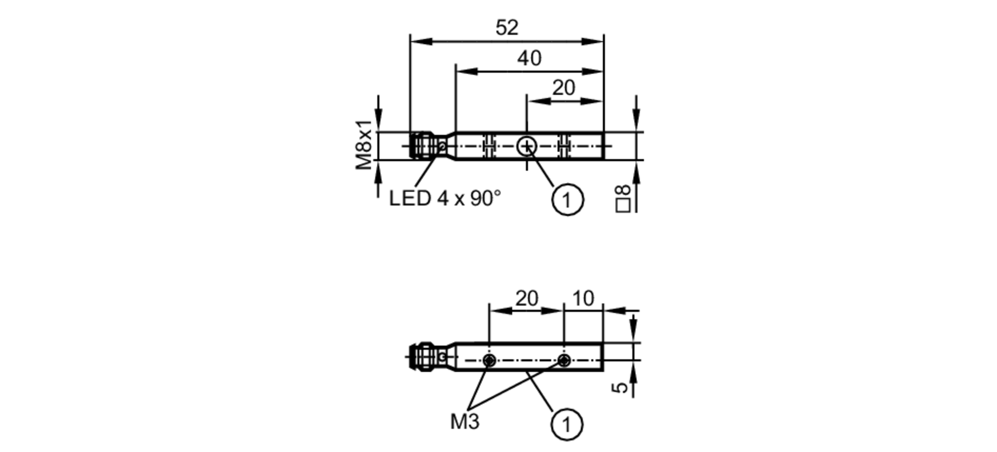 易福门电感式接近开关 IL5005 订货号：ILA3002-BPKG/MITTIG/AS514TPSRT-尺寸图