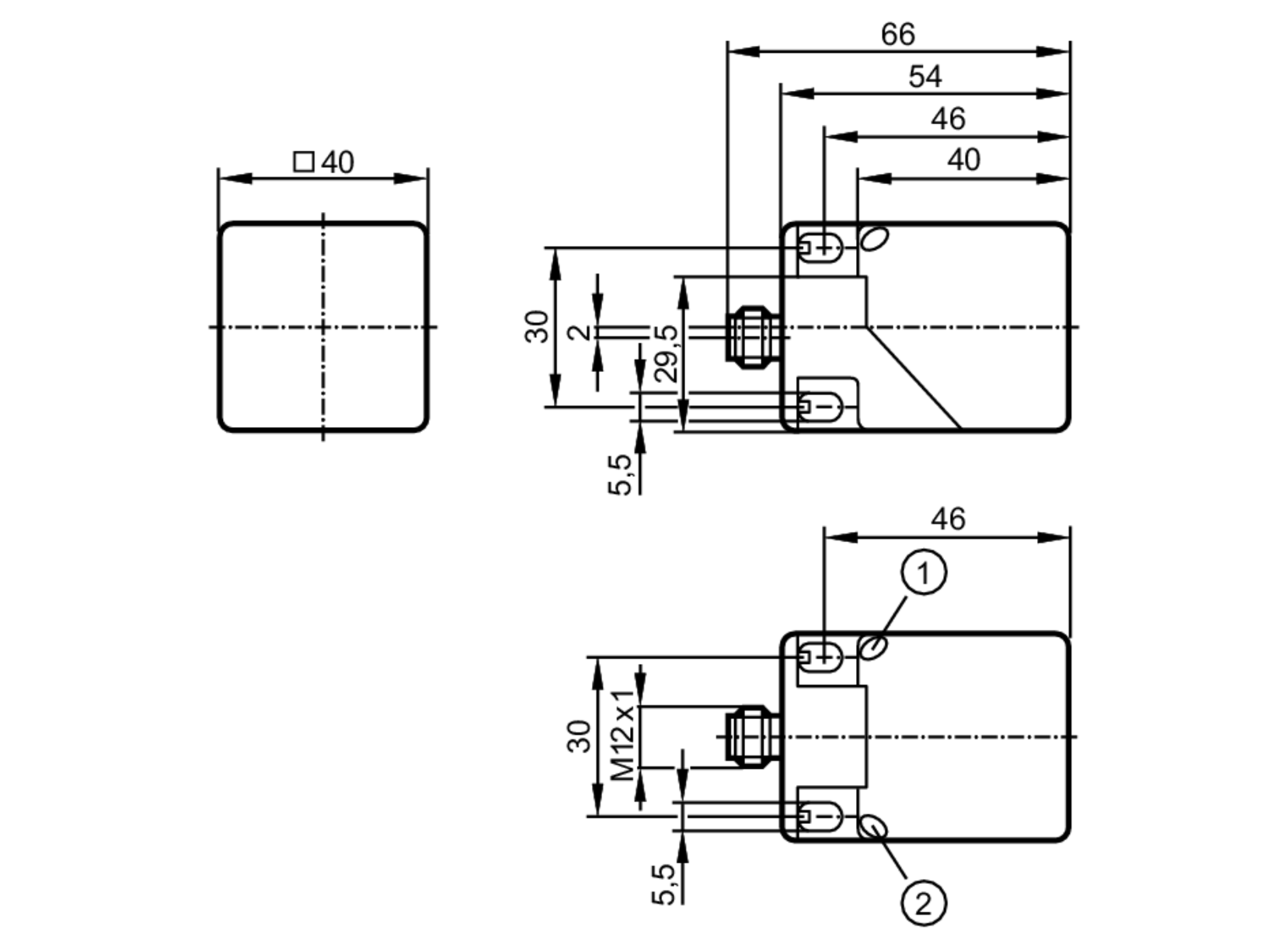 易福门电感式接近开关 IM5129 订货号：IMC3040UBPKG/K1/SC/US-100-DPS-尺寸图