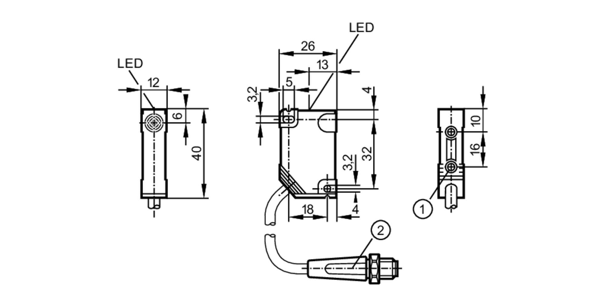 易福门电感式接近开关 IN8503 订货号：IN-3002-BPKG/0,15M/US-尺寸图
