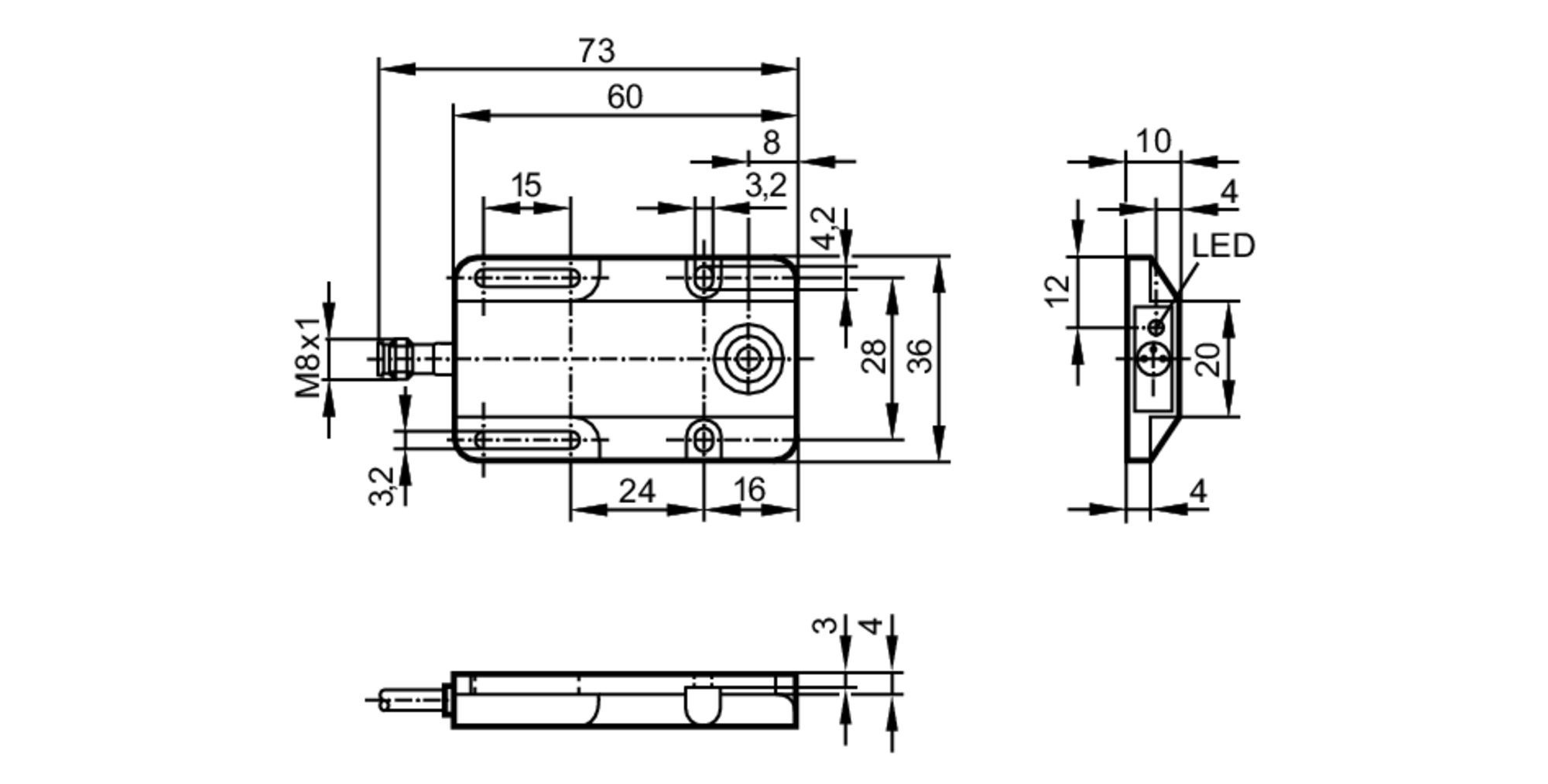 易福门电感式接近开关 IW5064 订货号：IW-3008-BPKG/AS-610-TPS-尺寸图