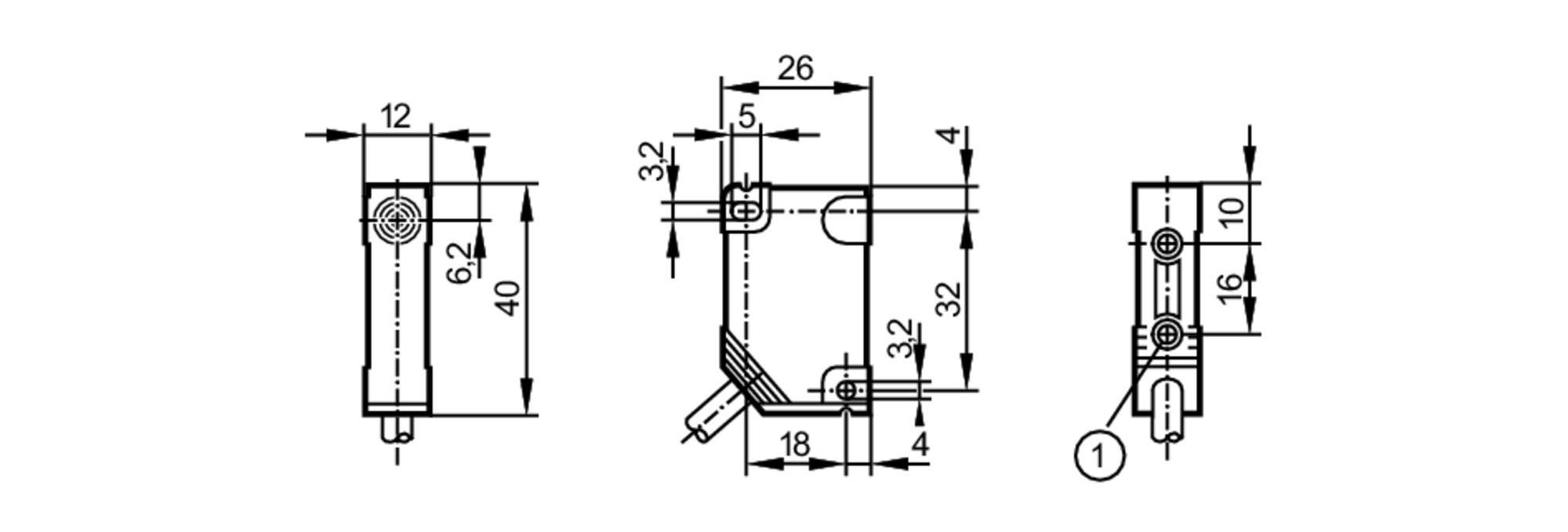易福门电感式接近开关 NN5020 订货号：IN-2004-N/10M/1D/1G/2G-尺寸图